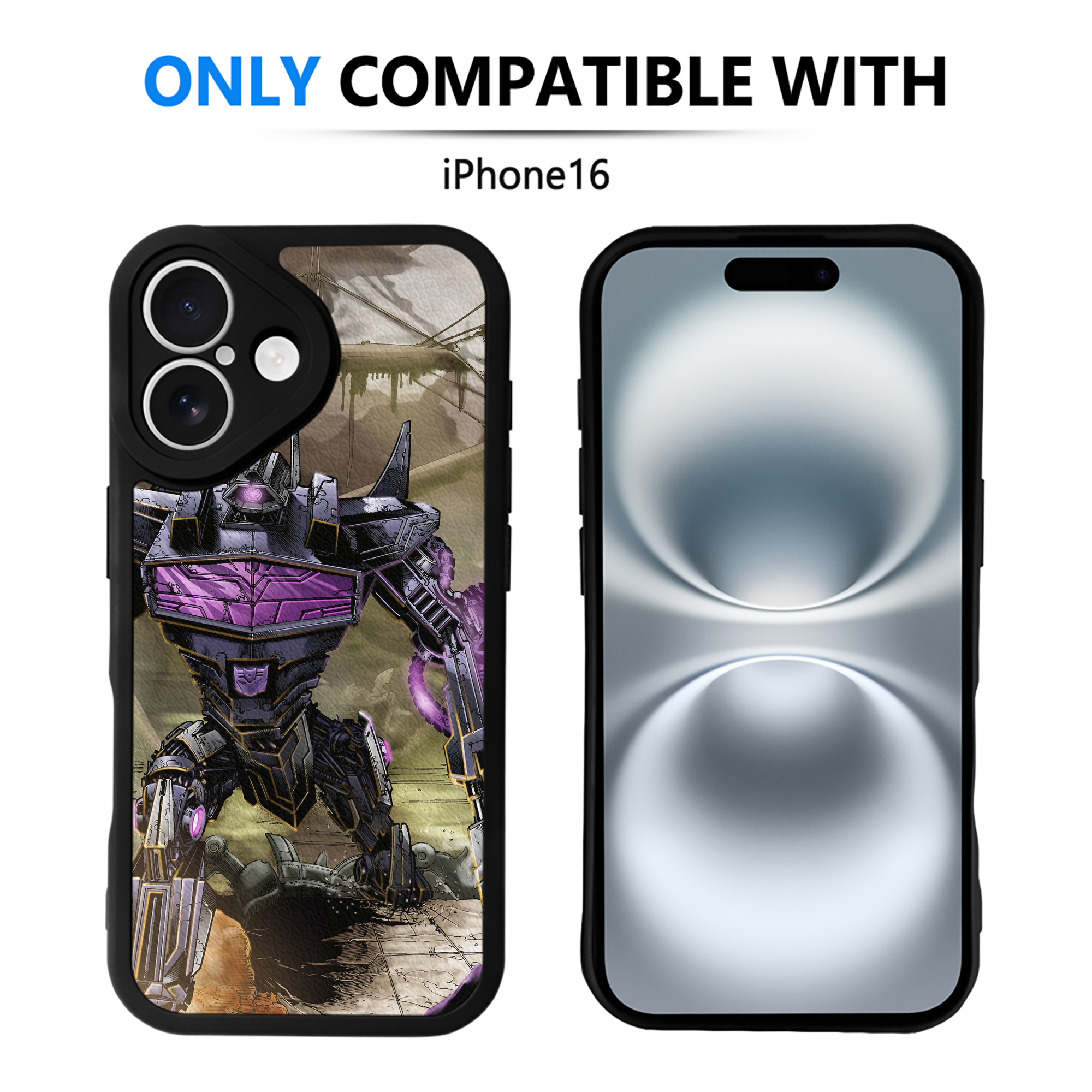 （画像用） Transformers トランスフォーマー 【iPhone 16シリーズ対応】シリコンスマホケース（レザー調） 材質：シリコン